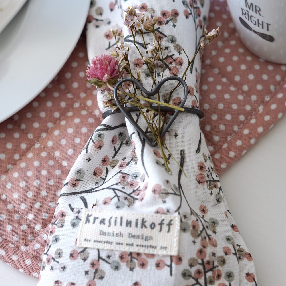 Serviette aus Baumwolle rosa Beeren von Krasilnikoff